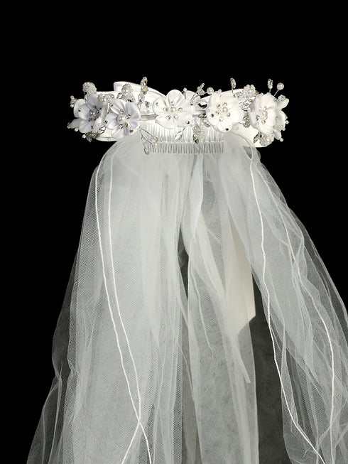 Girls Elegant Flower Crown with Veil – A Princess-Worthy Accessory